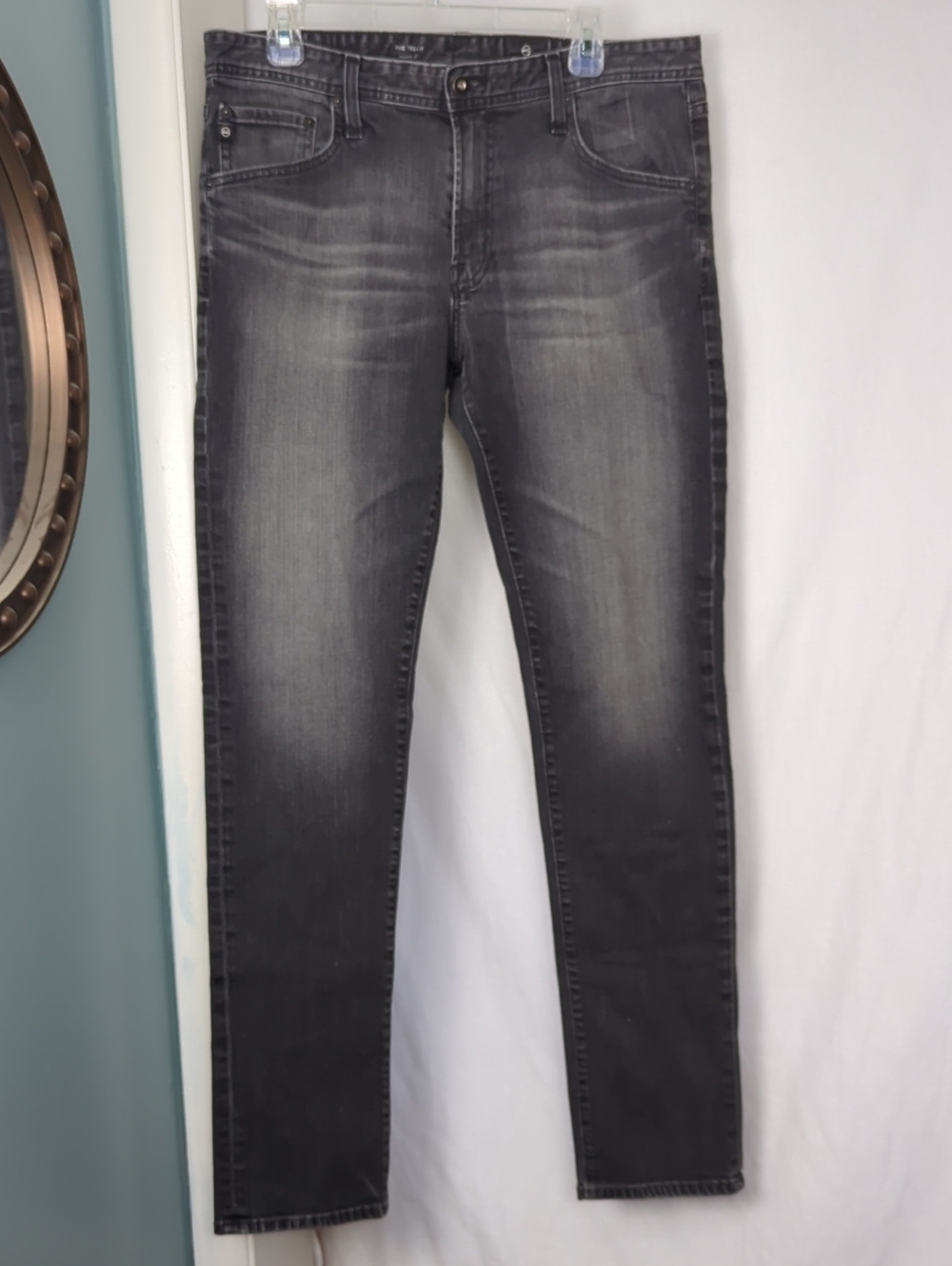 AG Adriano Goldschmied Men's 34 Black Tellis Jean Modern Slim